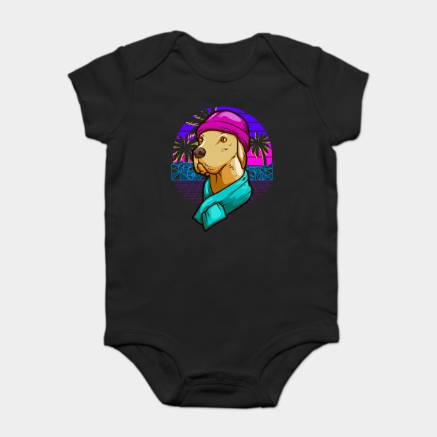 Labrador Christmas Vaporwave Style Funny Humor Gift Baby Bodysuit by creative